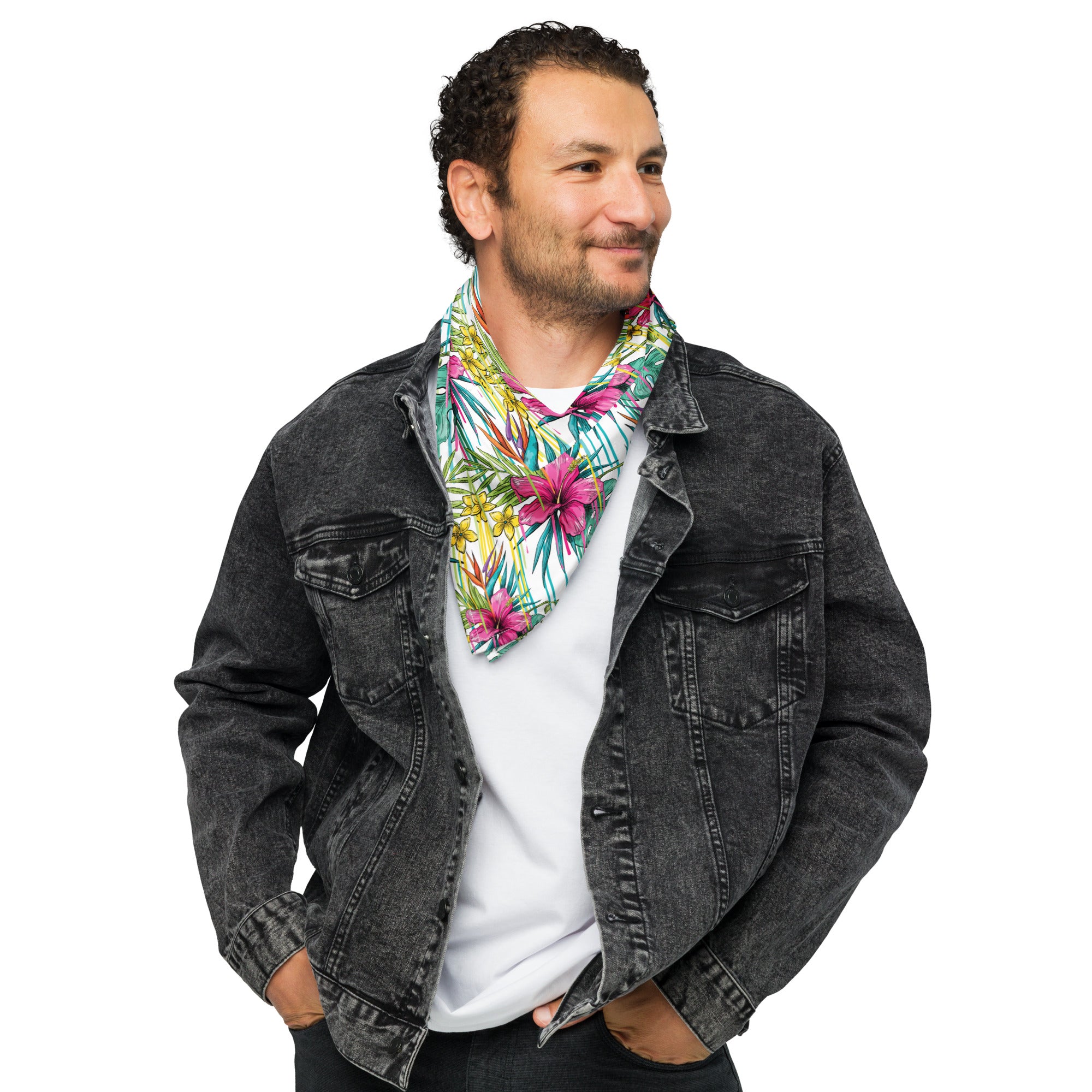 Pink, Yellow, and Green Flower Bandana