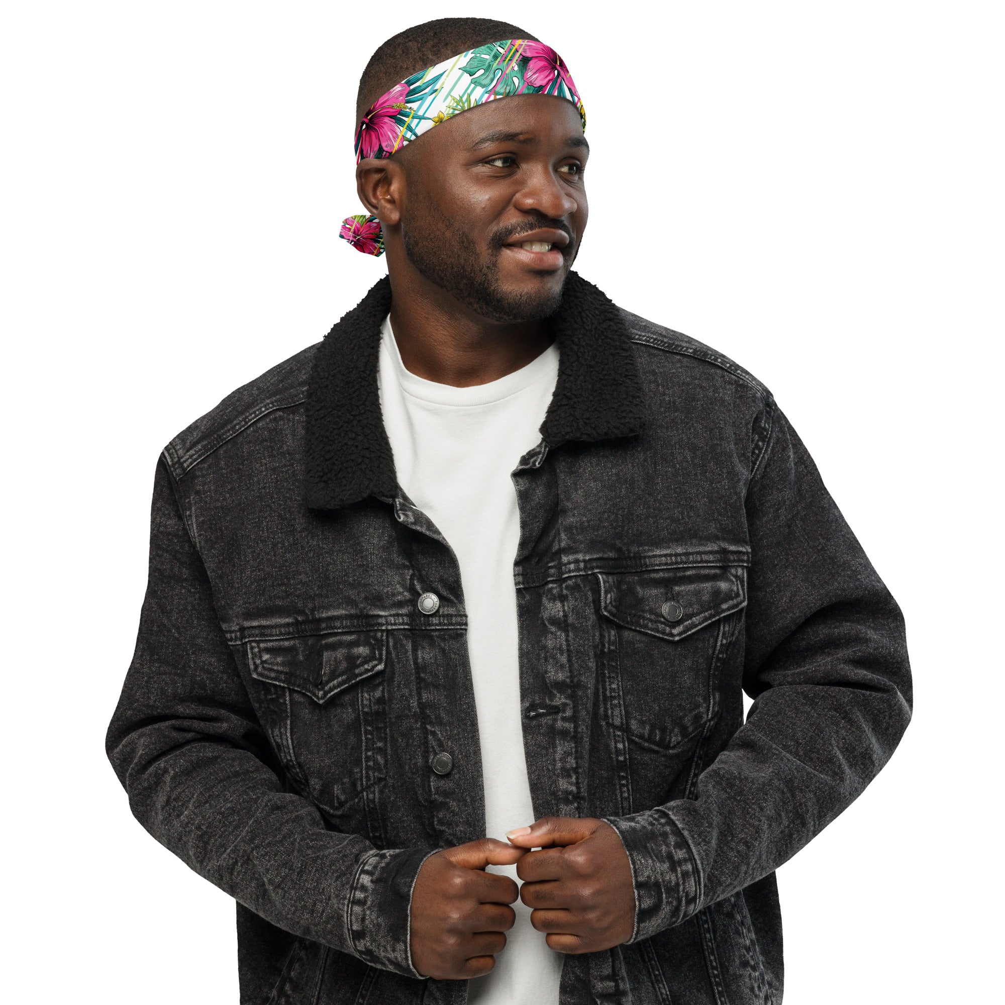 Pink, Yellow, and Green Flower Bandana