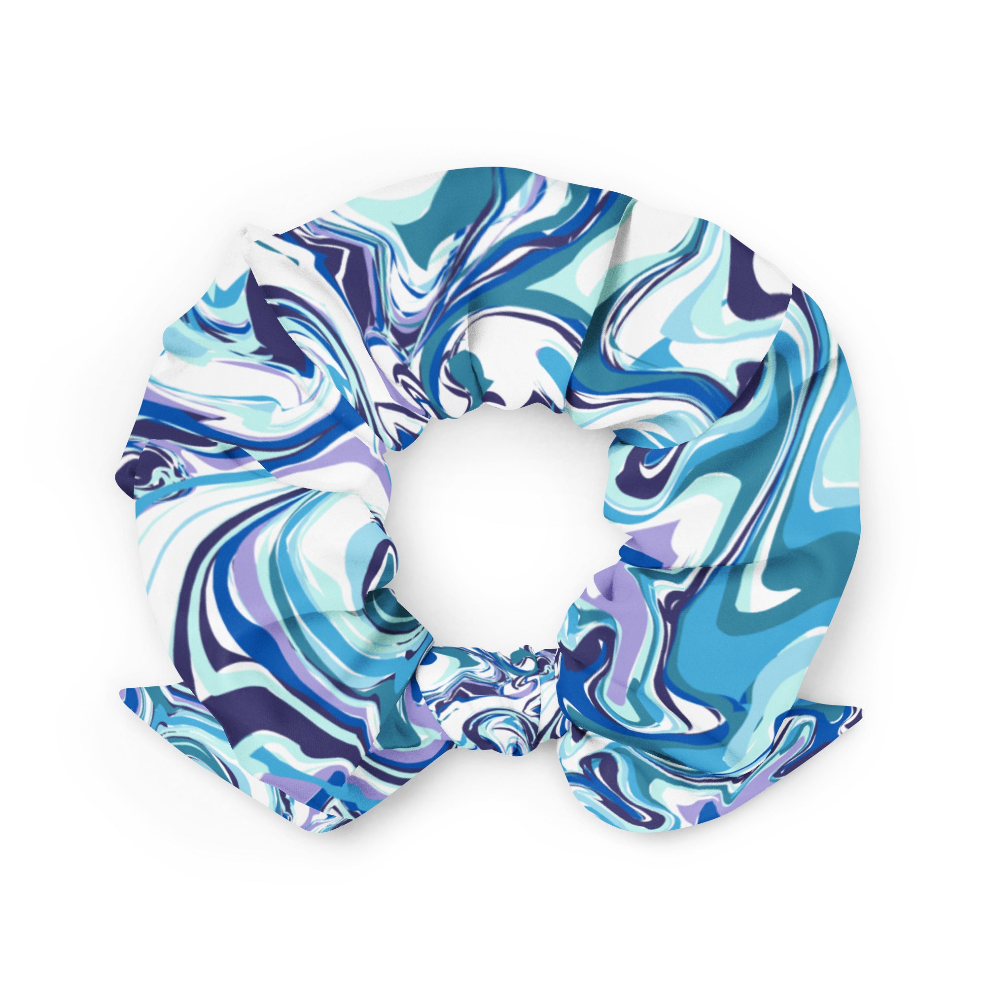 Swirl Blue Designer Scrunchie
