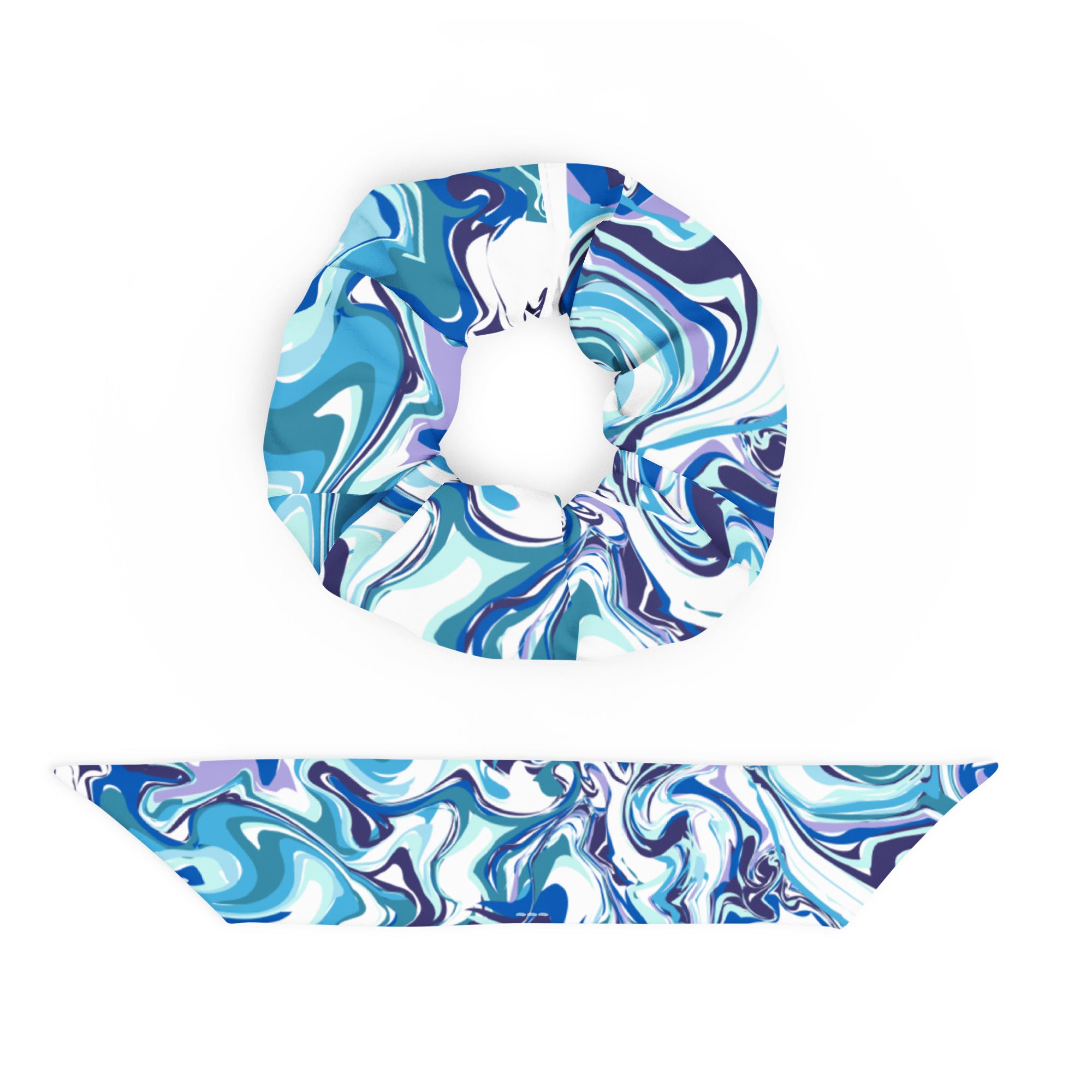 Swirl Blue Designer Scrunchie