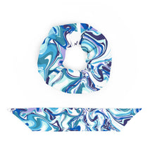 Load image into Gallery viewer, Swirl Blue Designer Scrunchie