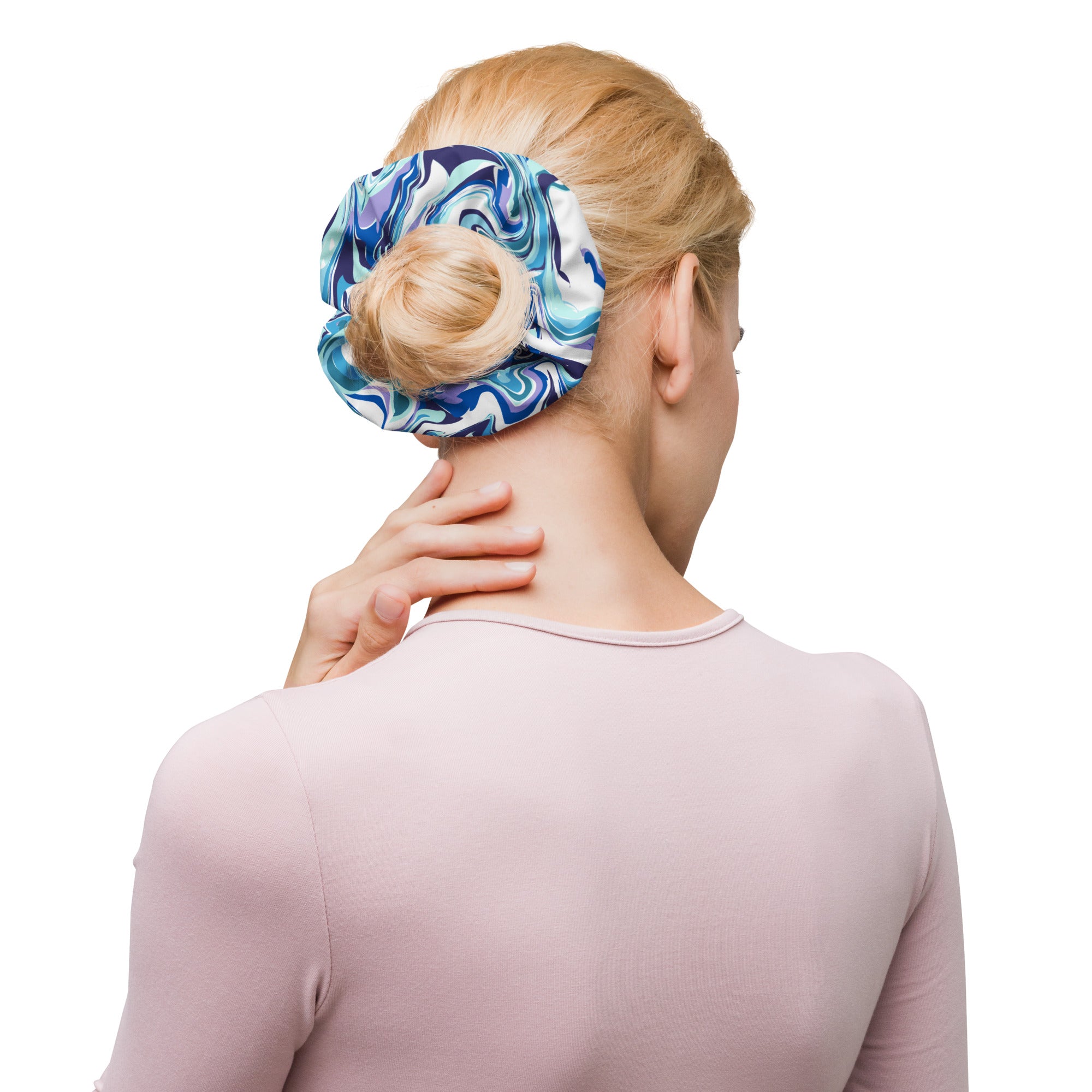 Swirl Blue Designer Scrunchie