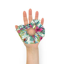 Load image into Gallery viewer, Green and Pink Flower Scrunchie