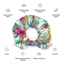 Load image into Gallery viewer, Green and Pink Flower Scrunchie