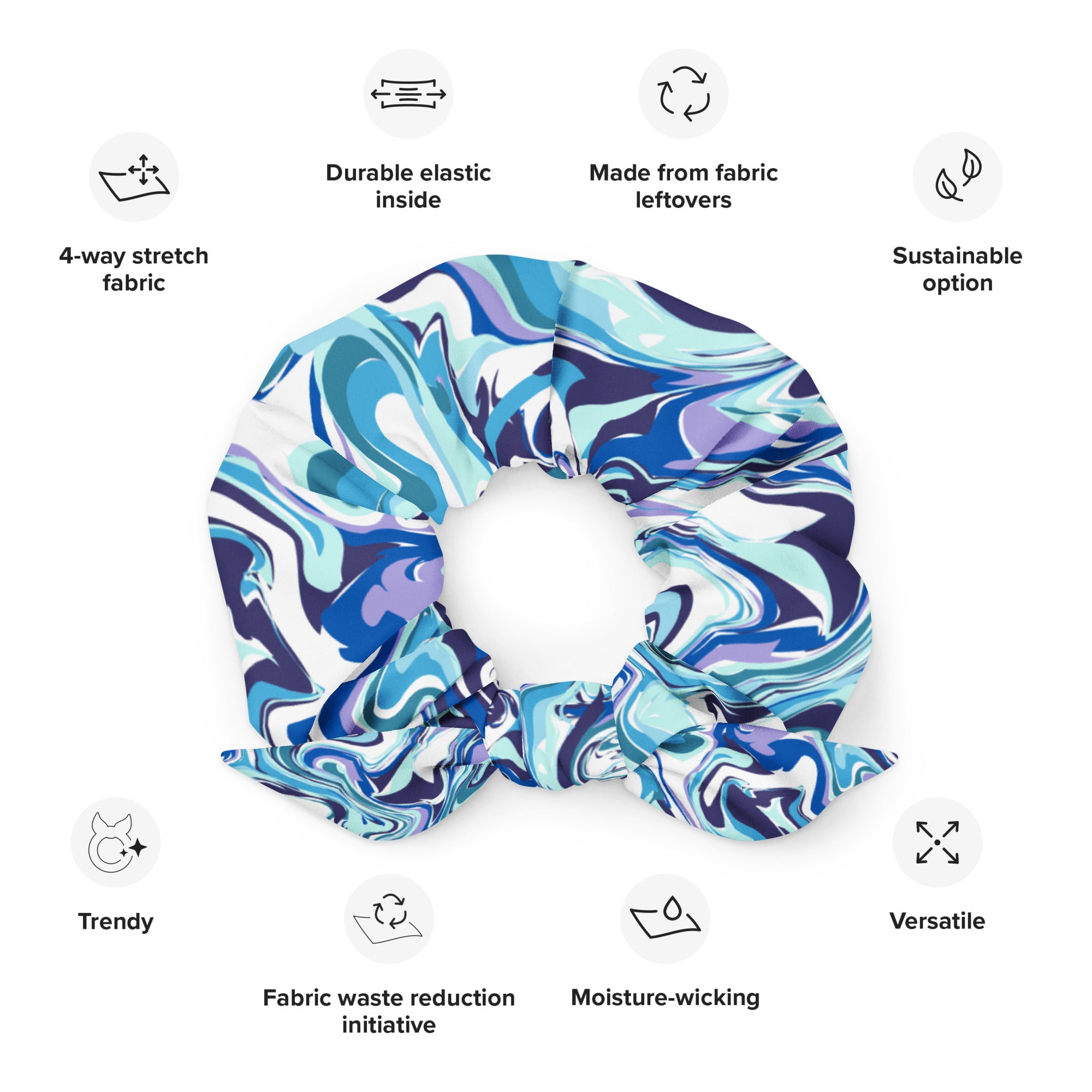 Swirl Blue Designer Scrunchie