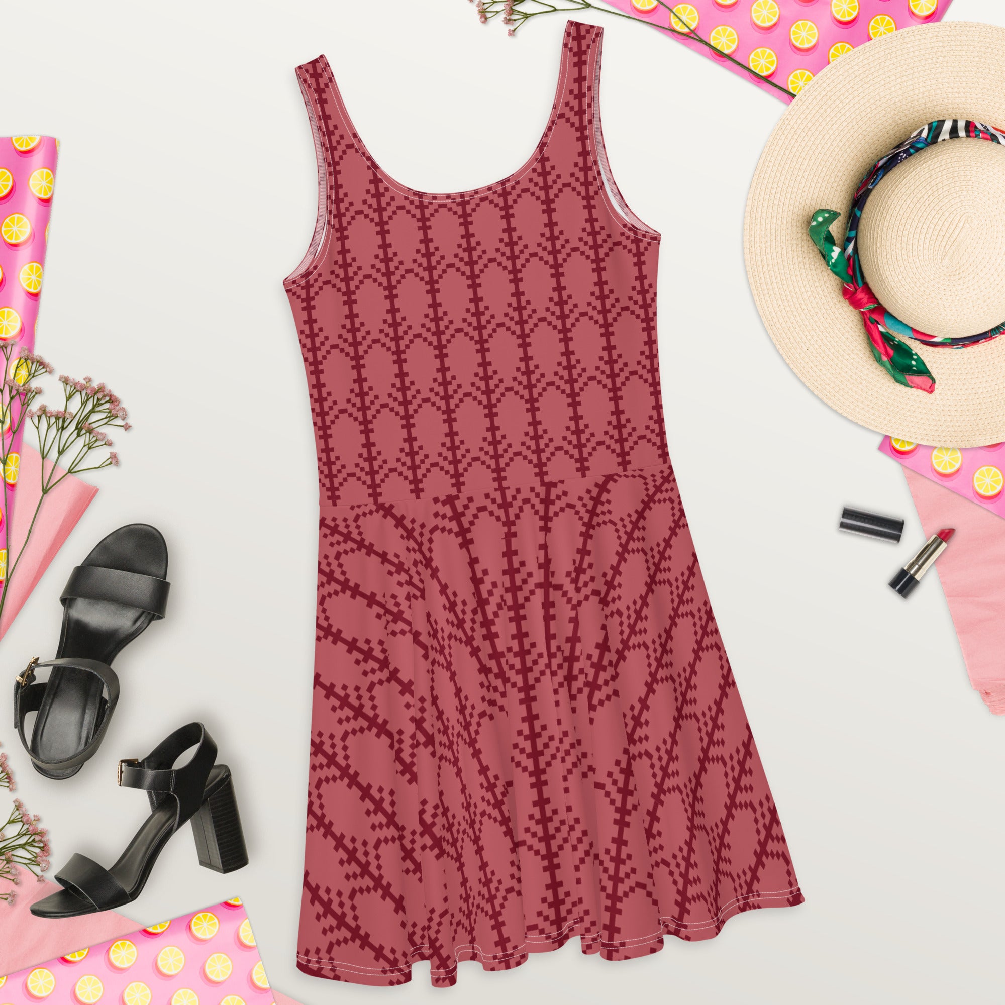 Red Design Skater Dress