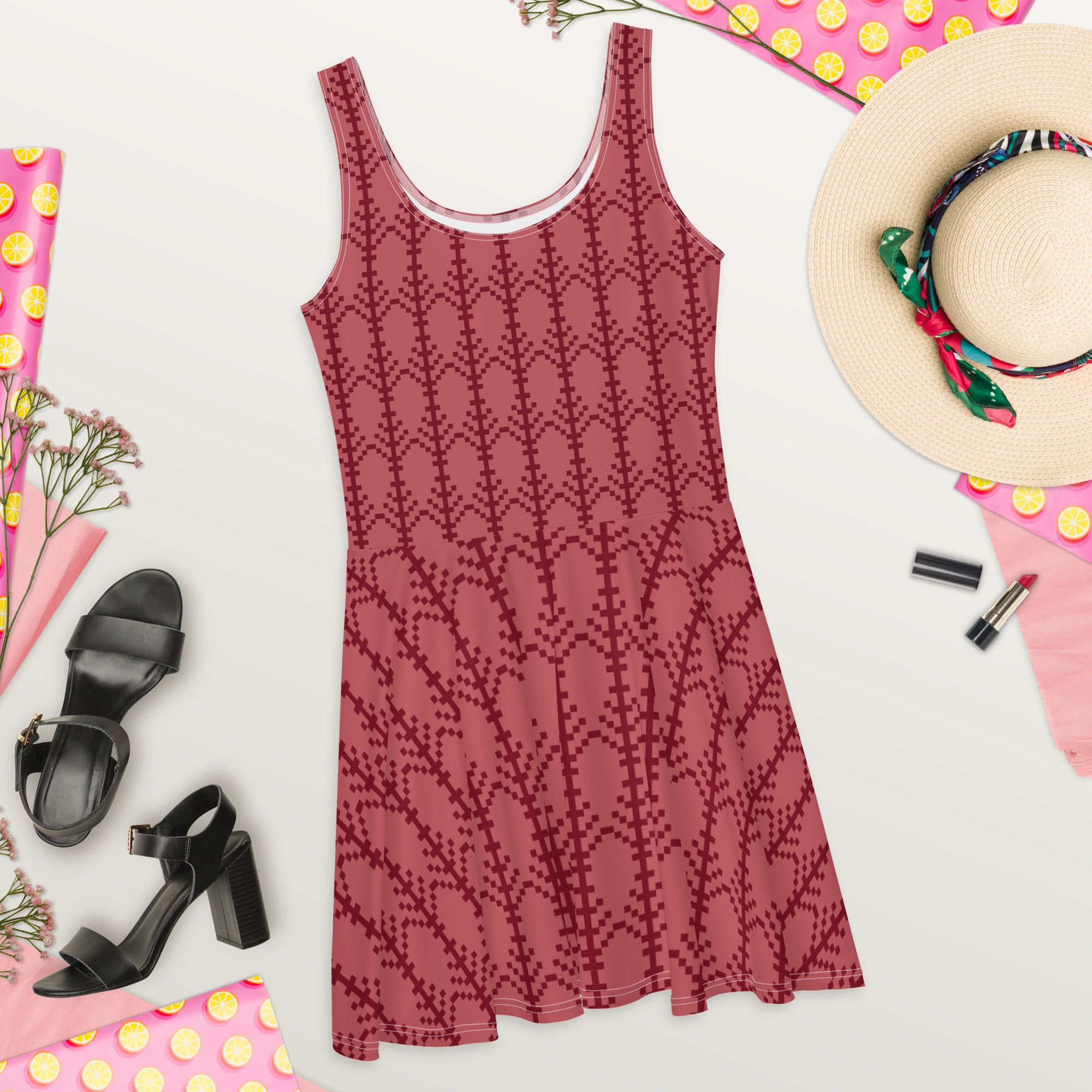 Red Design Skater Dress