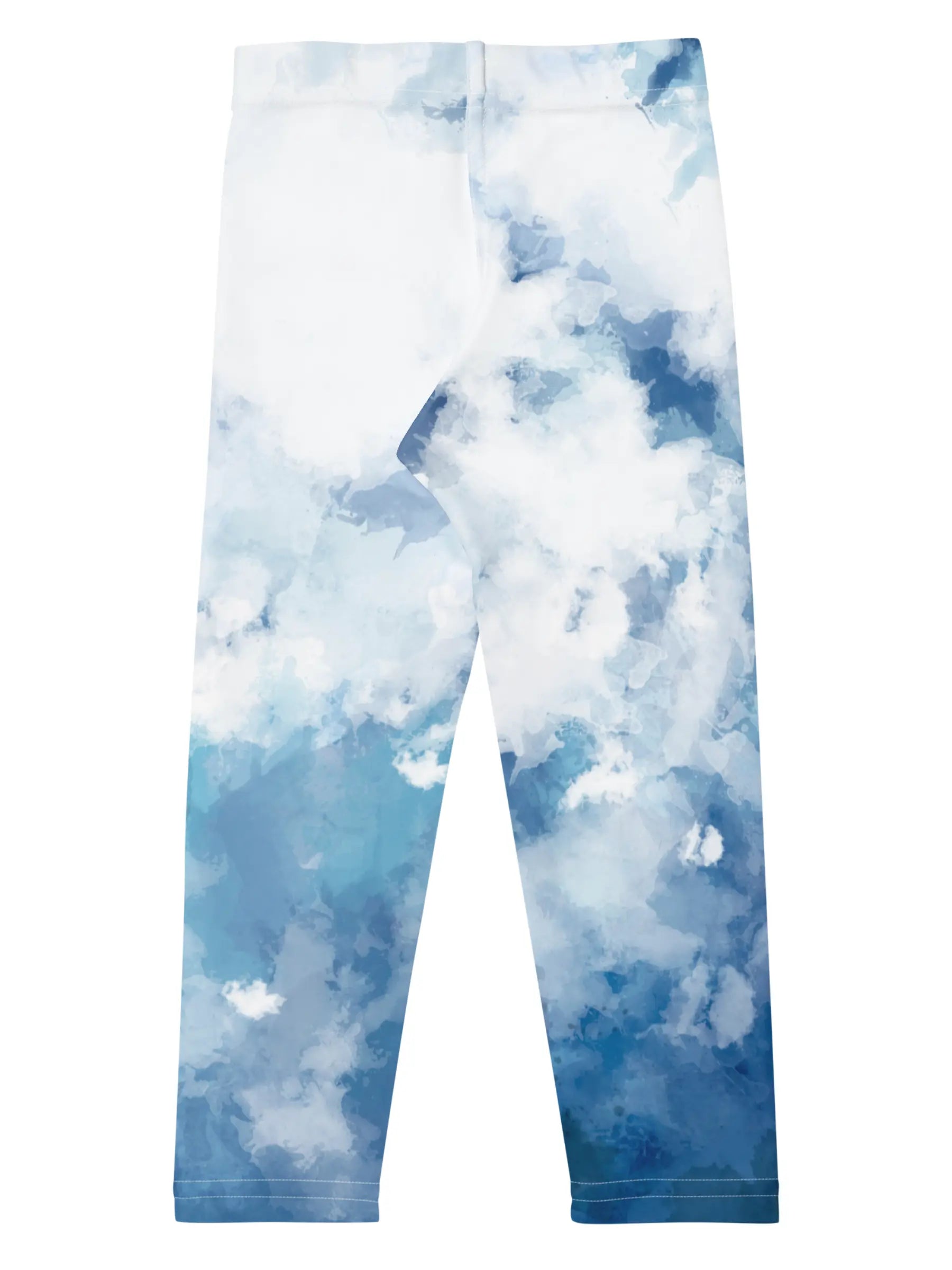 Sky Blue Watercolor Cloud Leggings for Girls – Perfect for Play & School