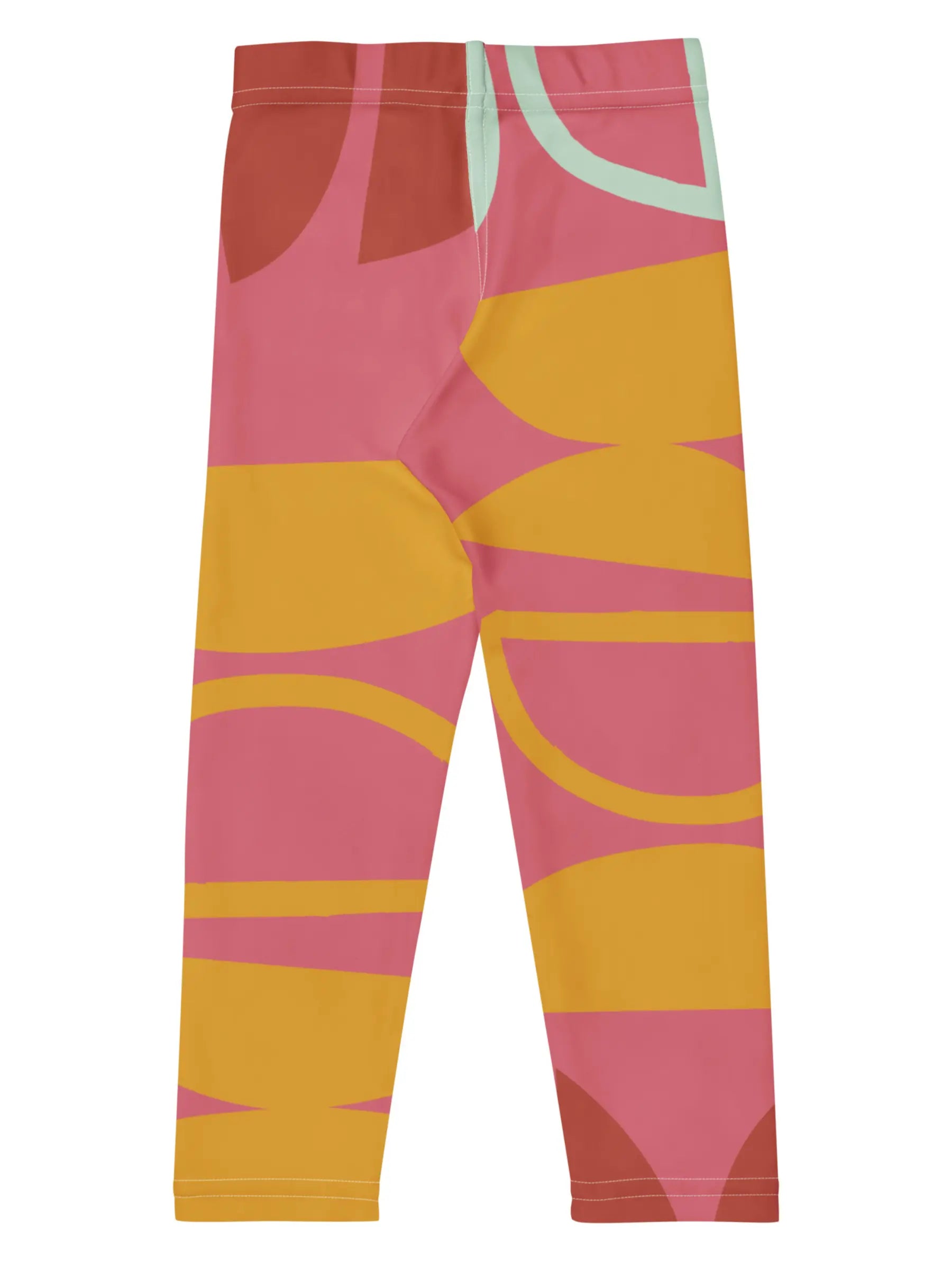 Girls Pink and Yellow Multicolor Abstract Leggings - Perfect Gift for Kids