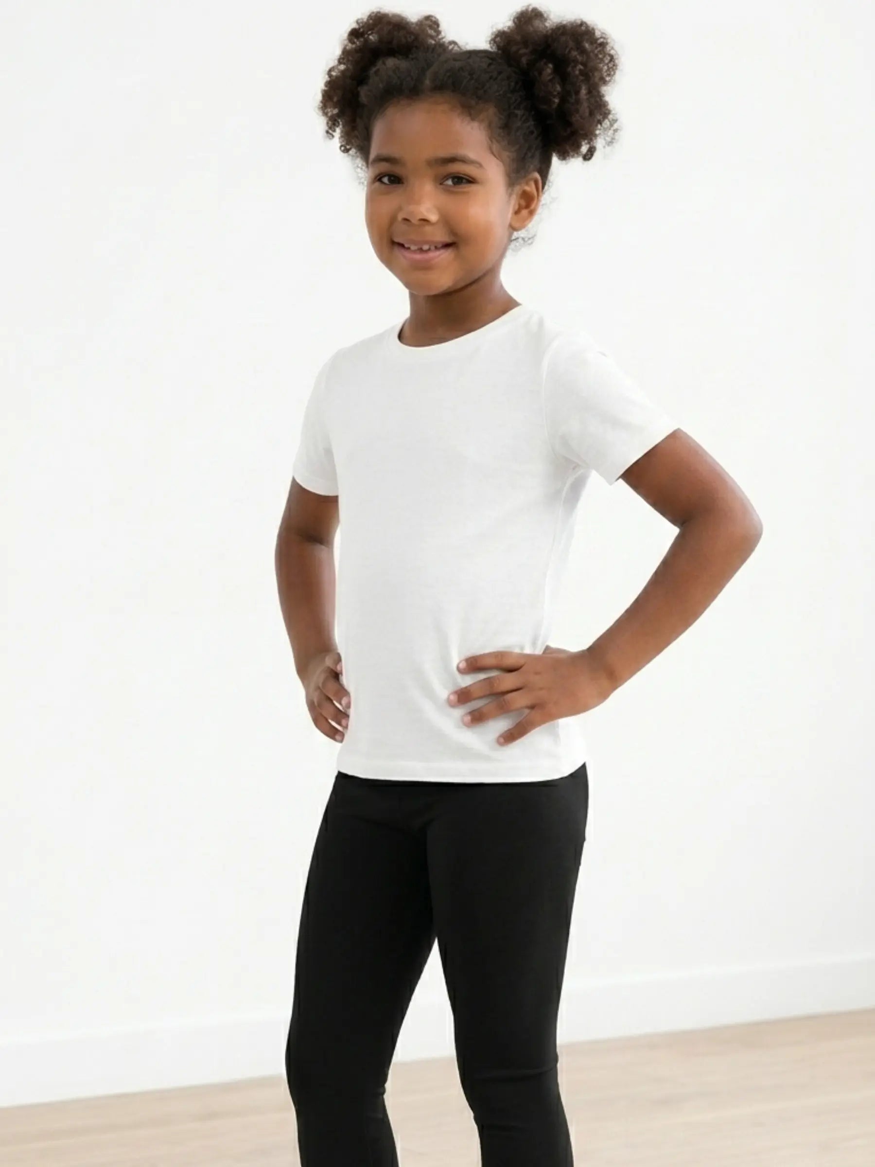 Kids Plain Black Leggings