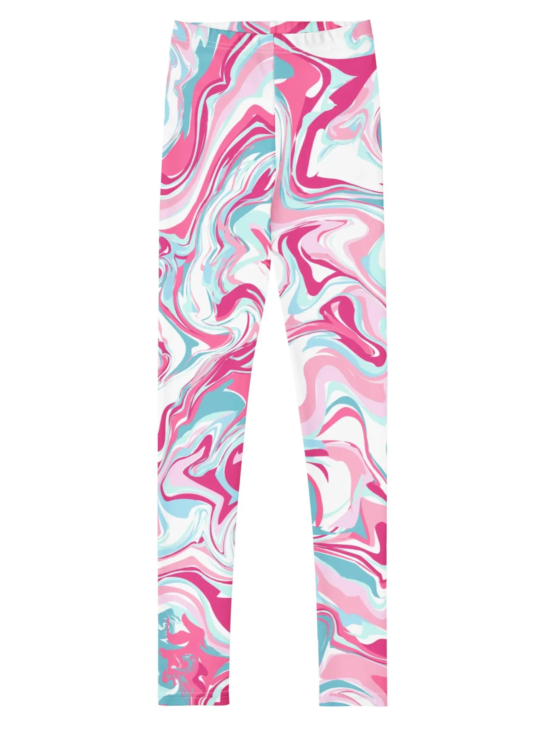 Pink & Blue Swirl Youth Girls Leggings — Soft & Comfy Fit (8-20)