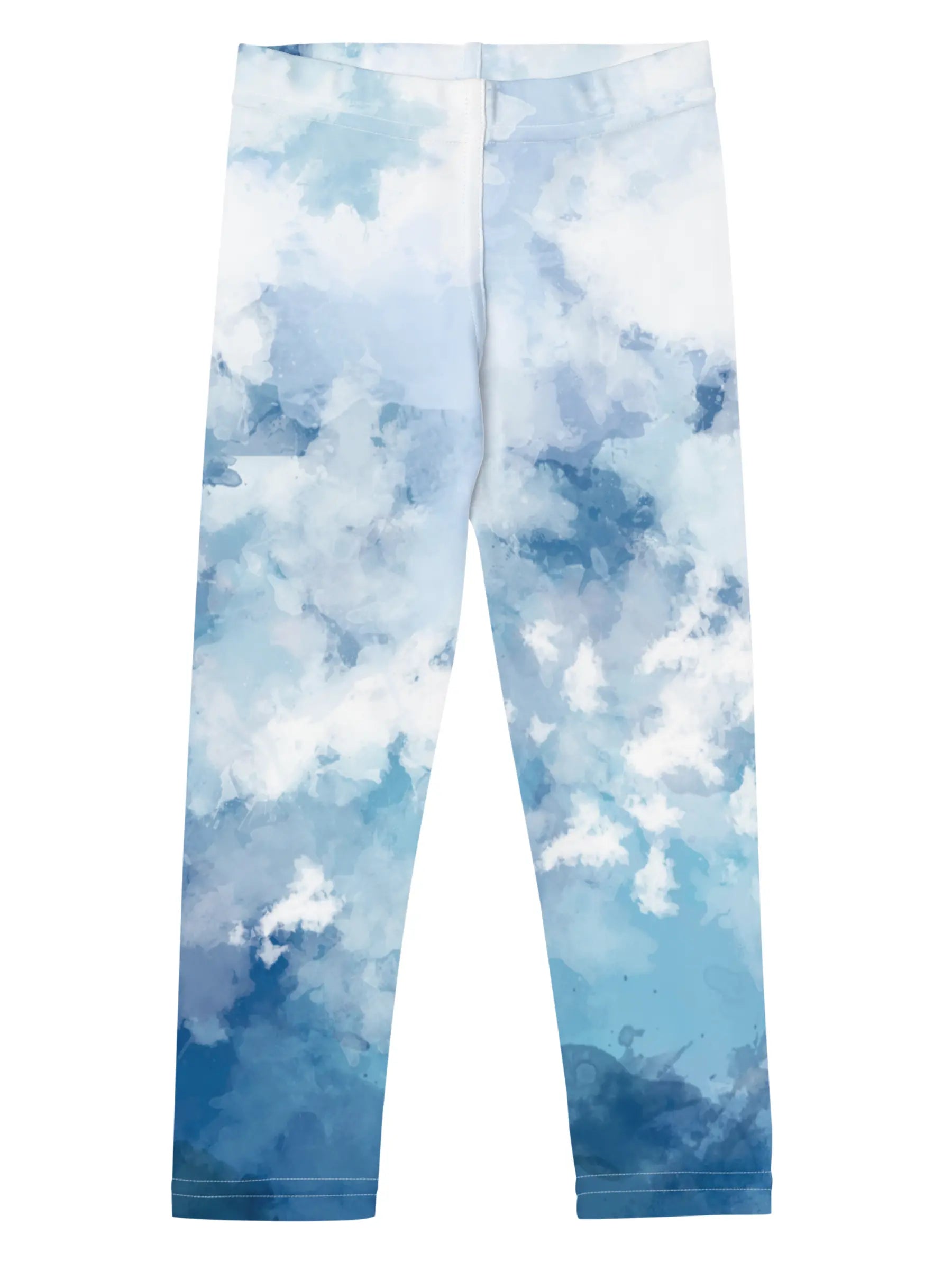 Sky Blue Watercolor Cloud Leggings for Girls – Perfect for Play & School