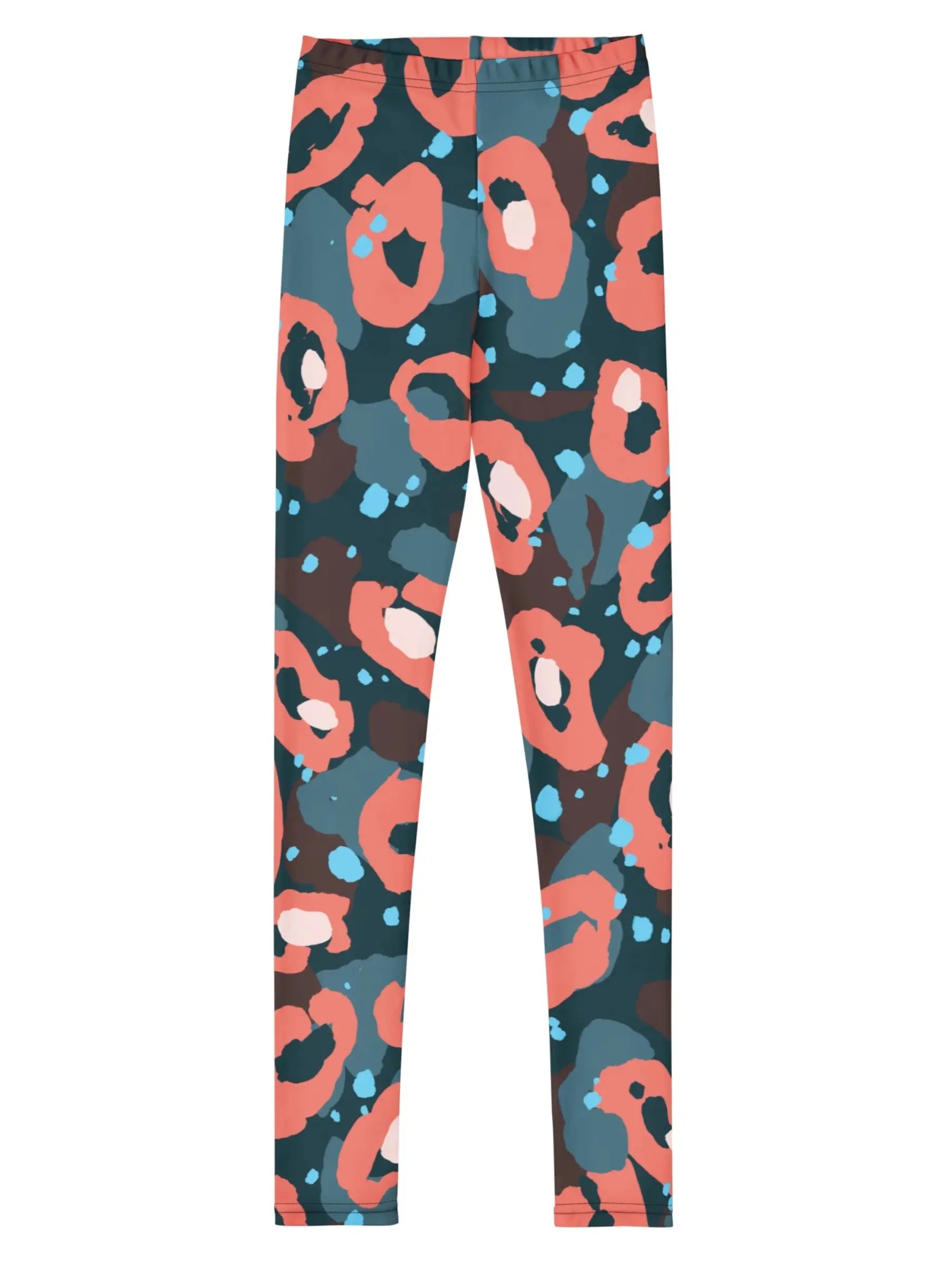 Youth Girls Leggings – Coral Abstract Print