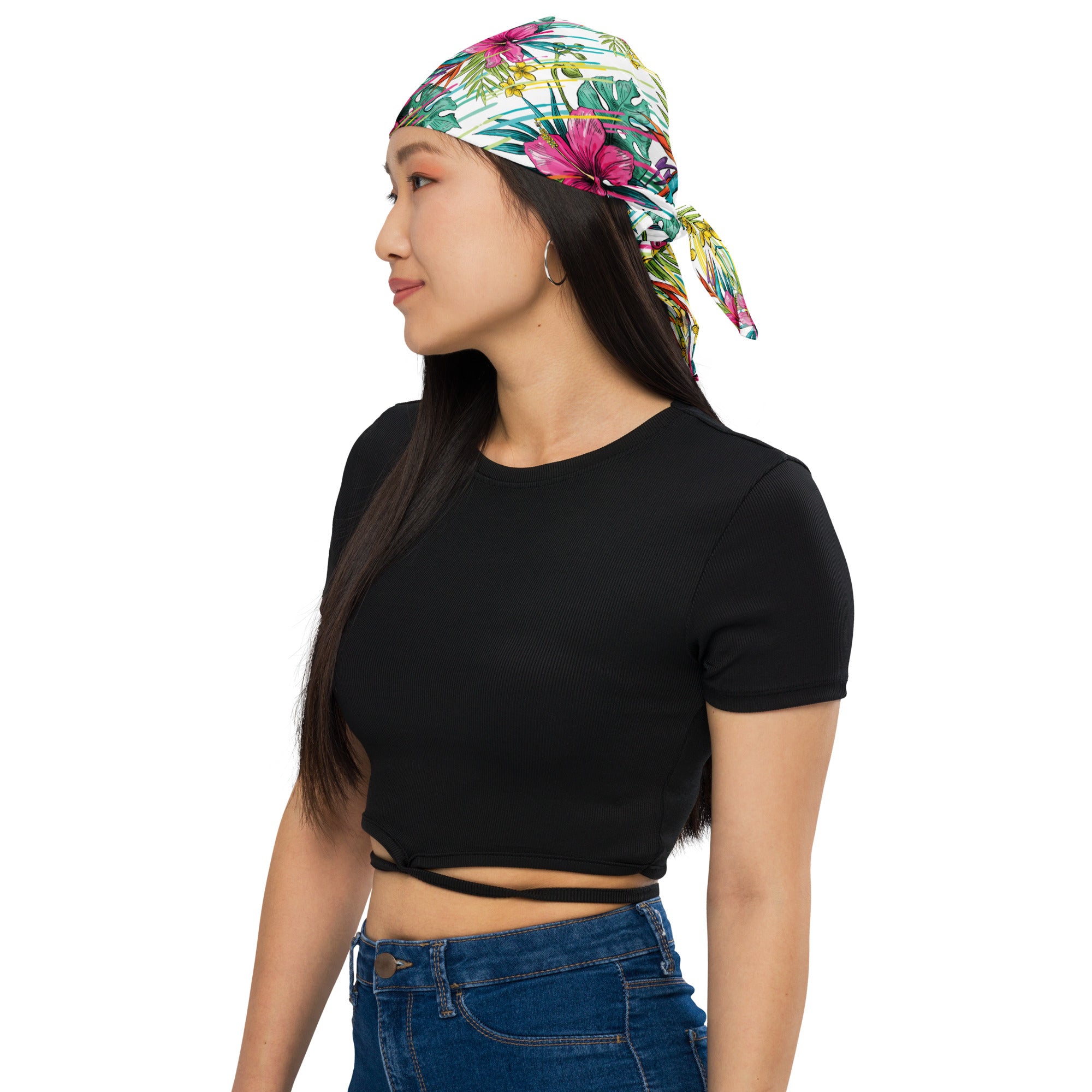 Pink, Yellow, and Green Flower Bandana