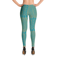 Load image into Gallery viewer, Bluish Green Floral Leggings