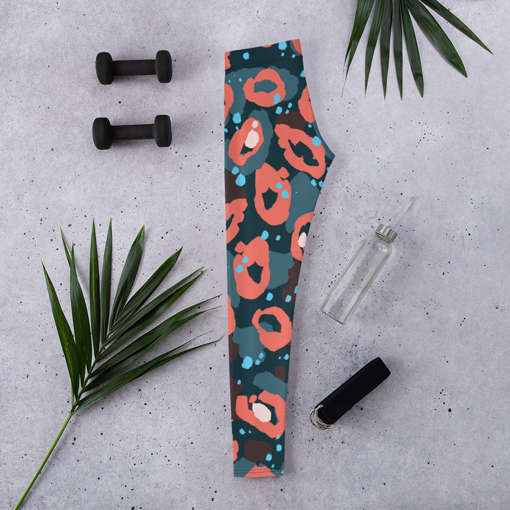 Blue Orange Designer Leggings