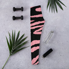 Load image into Gallery viewer, Pink Black Striped Leggings