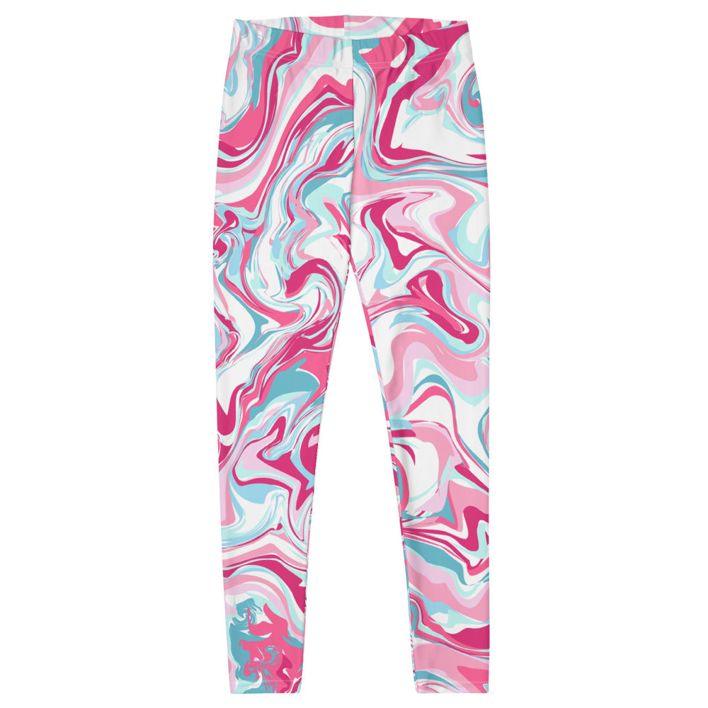 Close up view of tie dye legging.