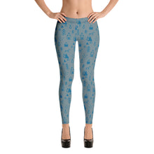 Load image into Gallery viewer, Blue Christmas Trees & Designs Green Leggings