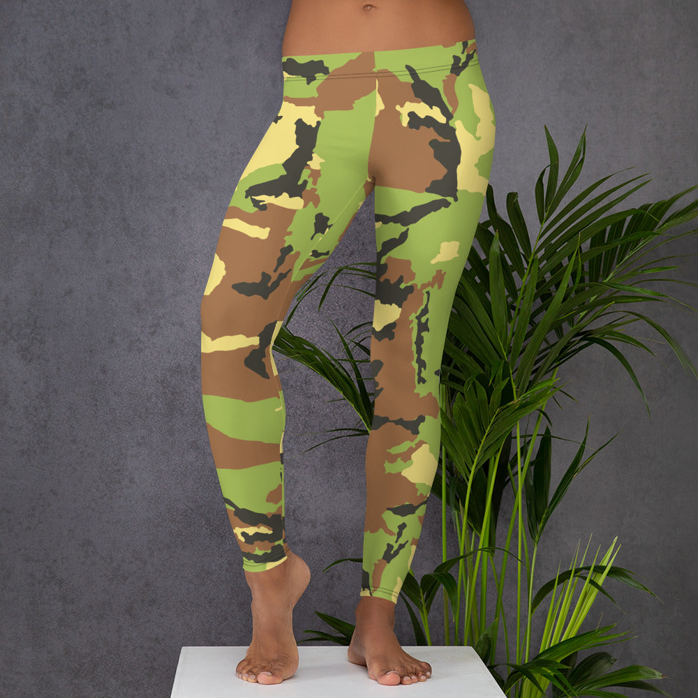 Green Camo Tie Dye Leggings for Moms