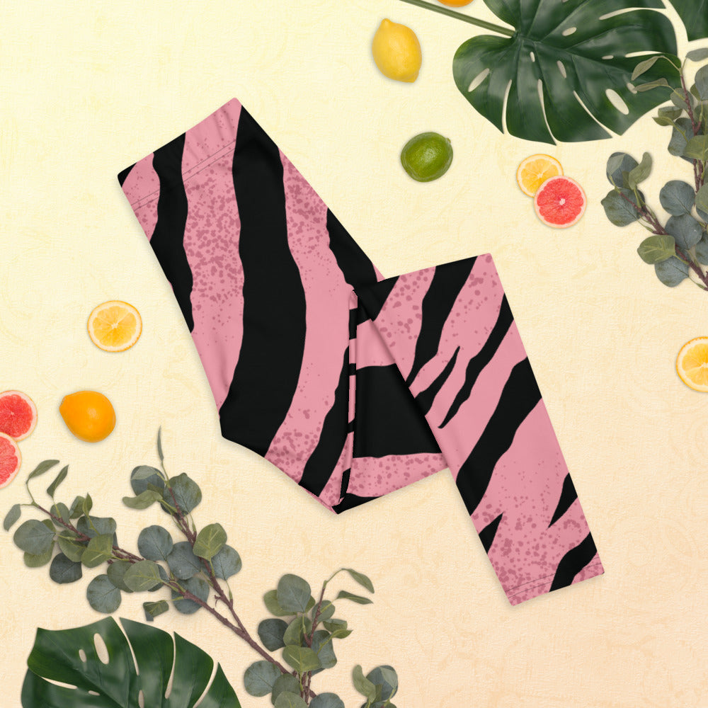 Pink Black Striped Leggings