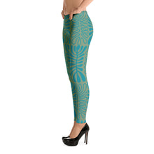 Load image into Gallery viewer, Bluish Green Floral Leggings