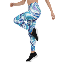 Load image into Gallery viewer, Swirl Blue Designer Leggings