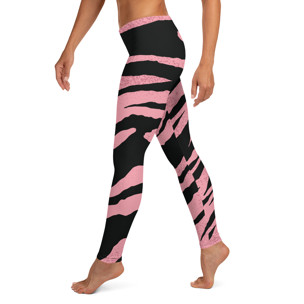 Pink Black Striped Leggings