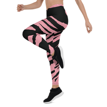 Load image into Gallery viewer, Pink Black Striped Leggings