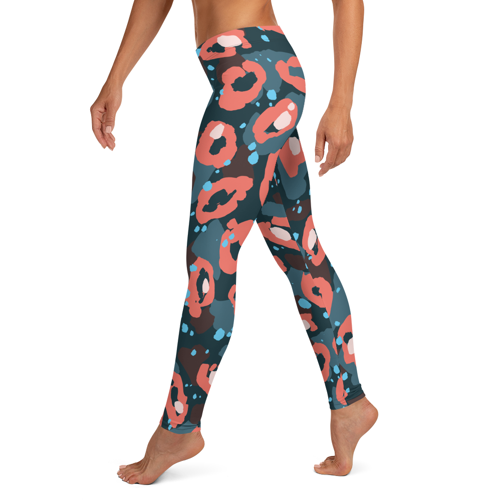 Blue Orange Designer Leggings