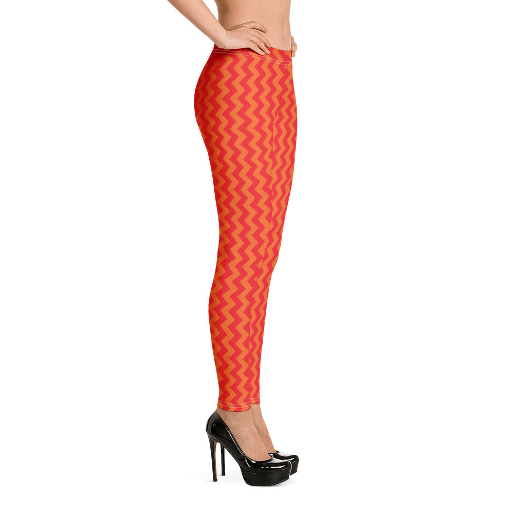 Red & Orange Waves Leggings