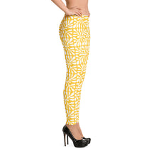 Load image into Gallery viewer, White Floral Pattern Yellow Leggings