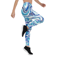 Load image into Gallery viewer, Swirl Blue Designer Leggings