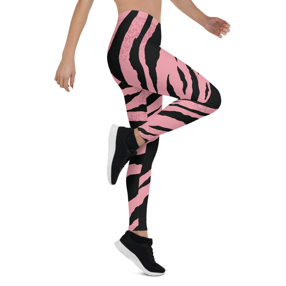 Pink Black Striped Leggings