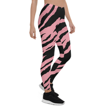 Load image into Gallery viewer, Pink Black Striped Leggings