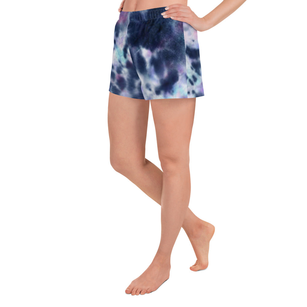 Blue Tie Dye Athletic Short Shorts