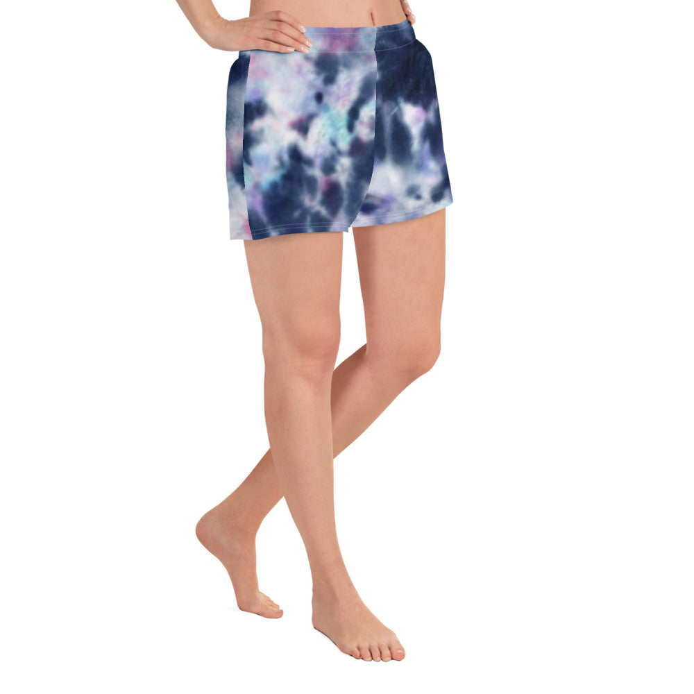 Blue Tie Dye Athletic Short Shorts