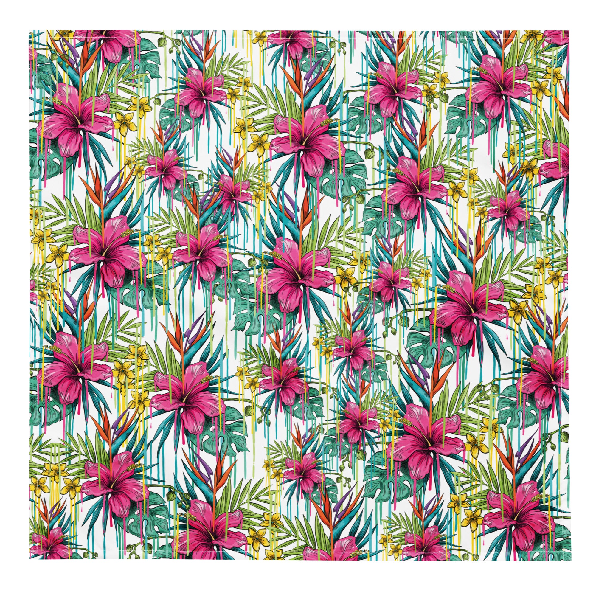 Pink, Yellow, and Green Flower Bandana
