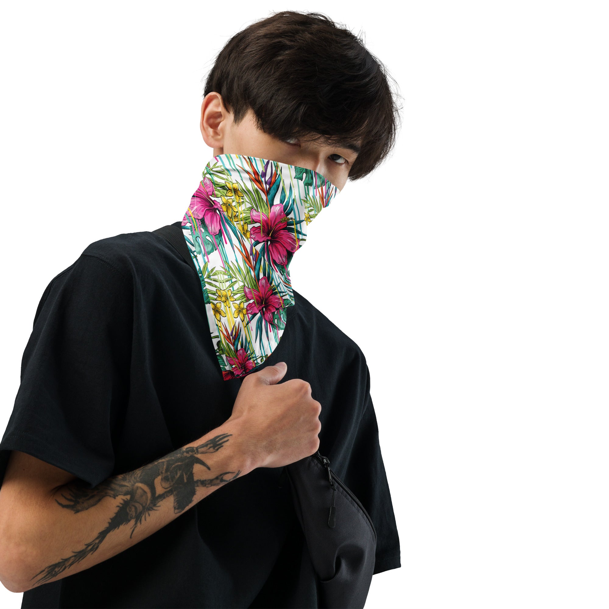 Pink, Yellow, and Green Flower Bandana