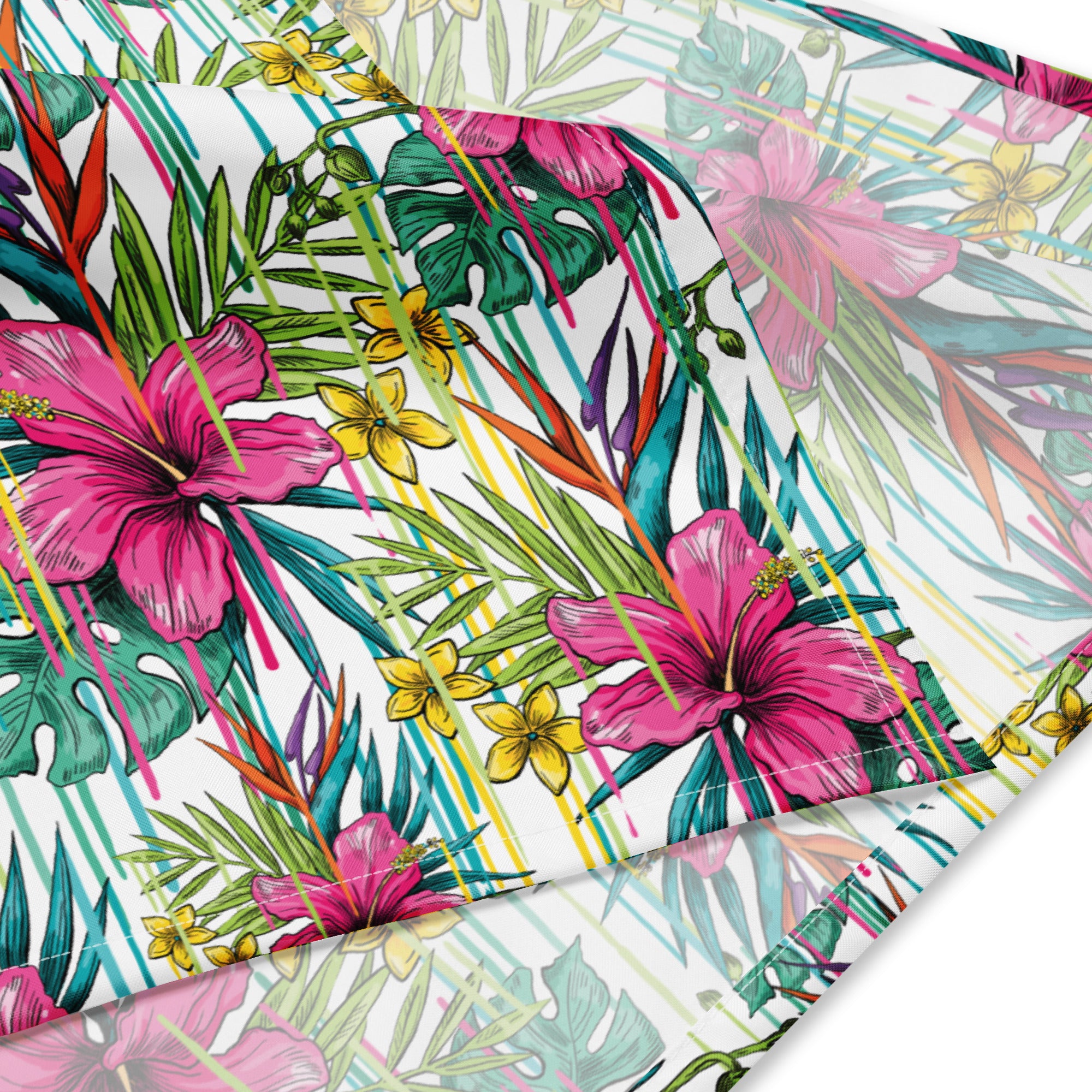 Pink, Yellow, and Green Flower Bandana