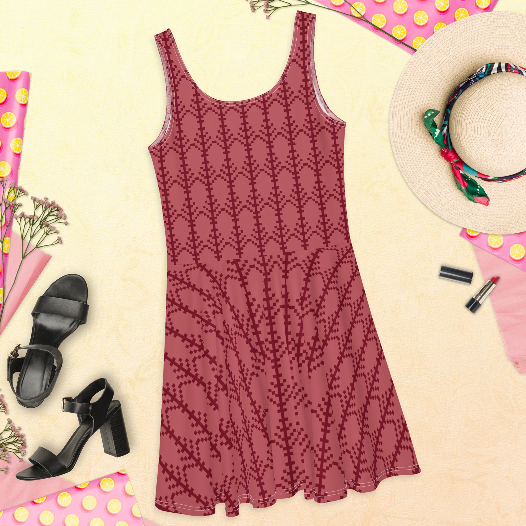 Red Design Skater Dress