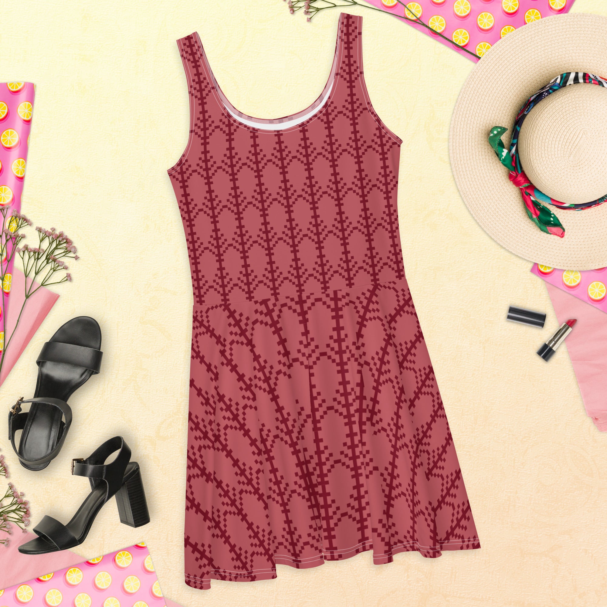 Red Design Skater Dress