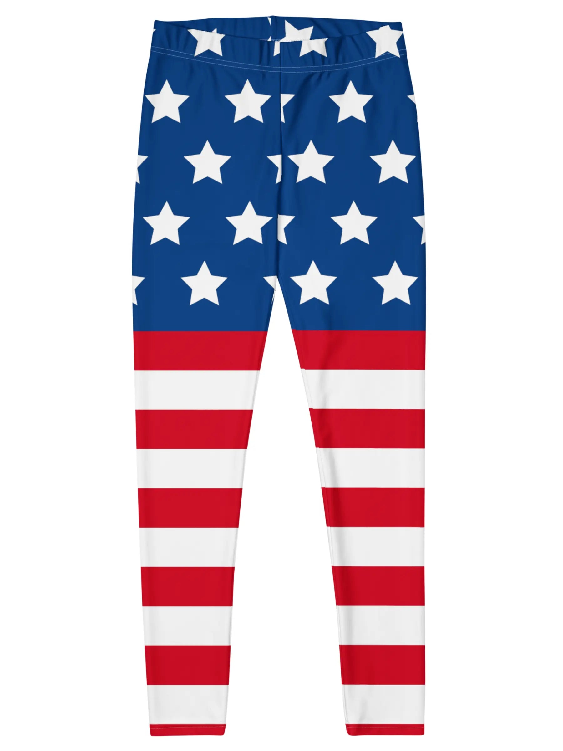 Leggings with American flag pattern on a white background