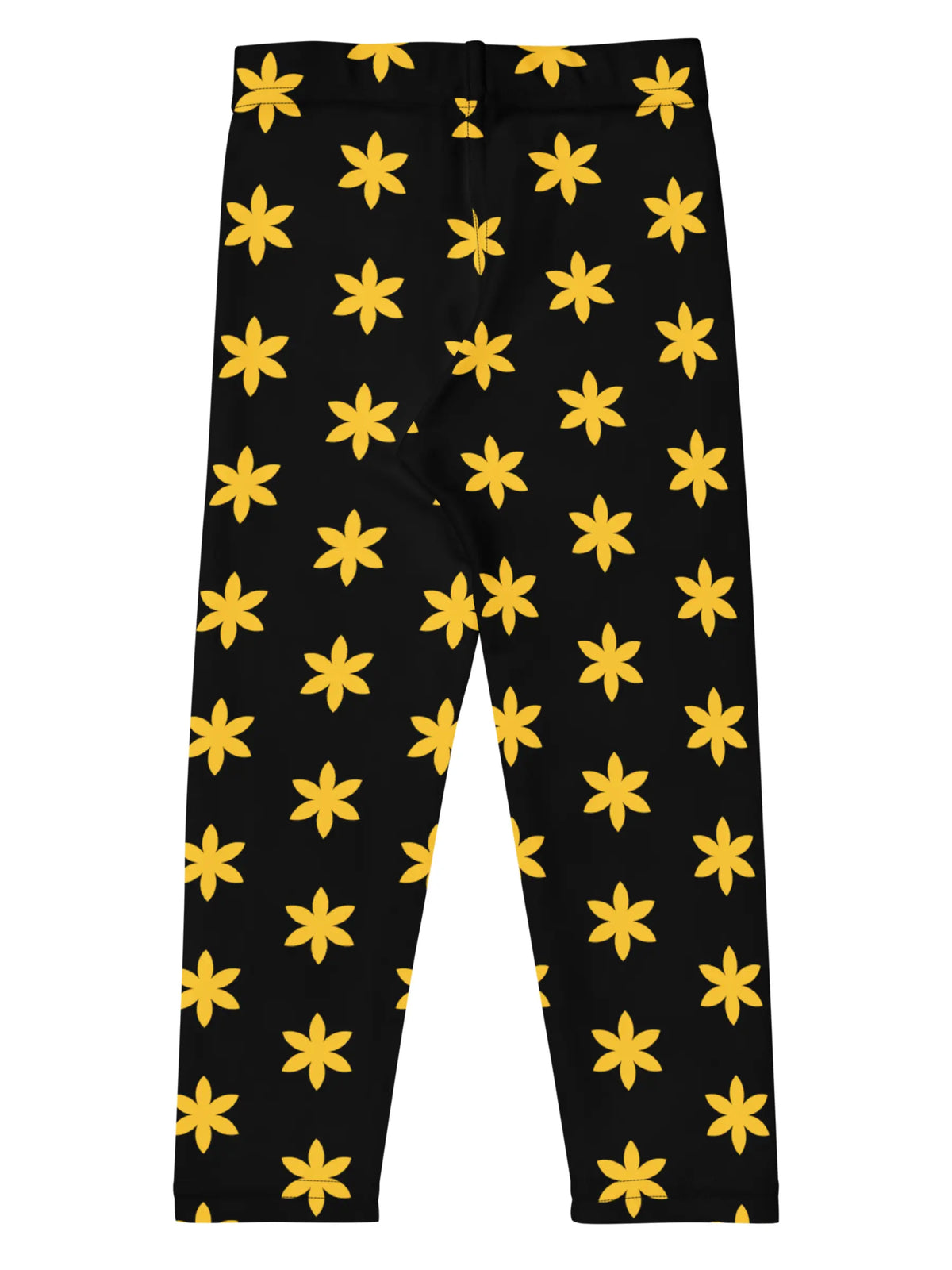 Kids Black Leggings with Yellow Flower Design - Perfect Gift for Girls