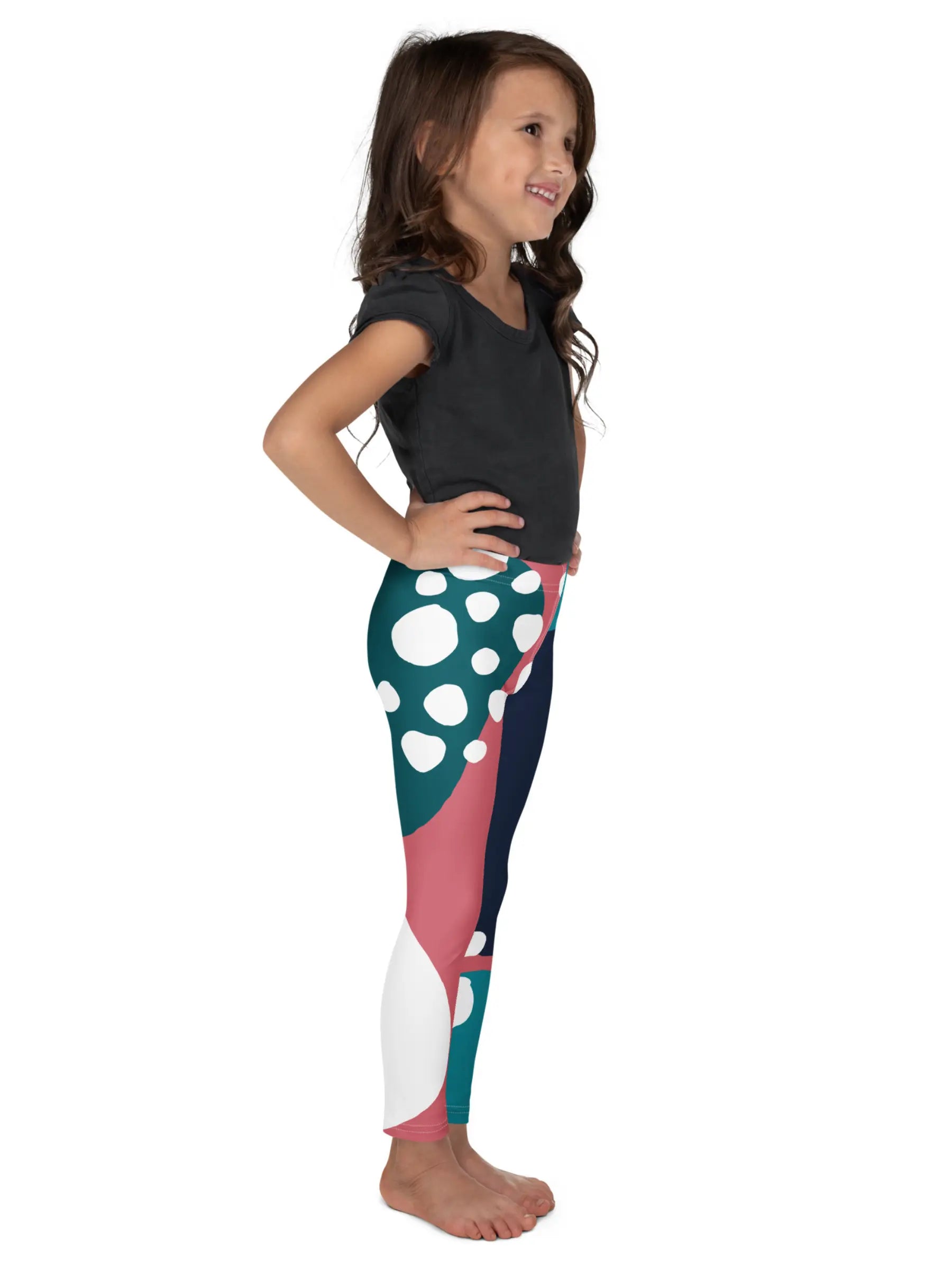 Girls Pink and Teal Polka Dot Multicolor Leggings - Perfect Gift for Kids