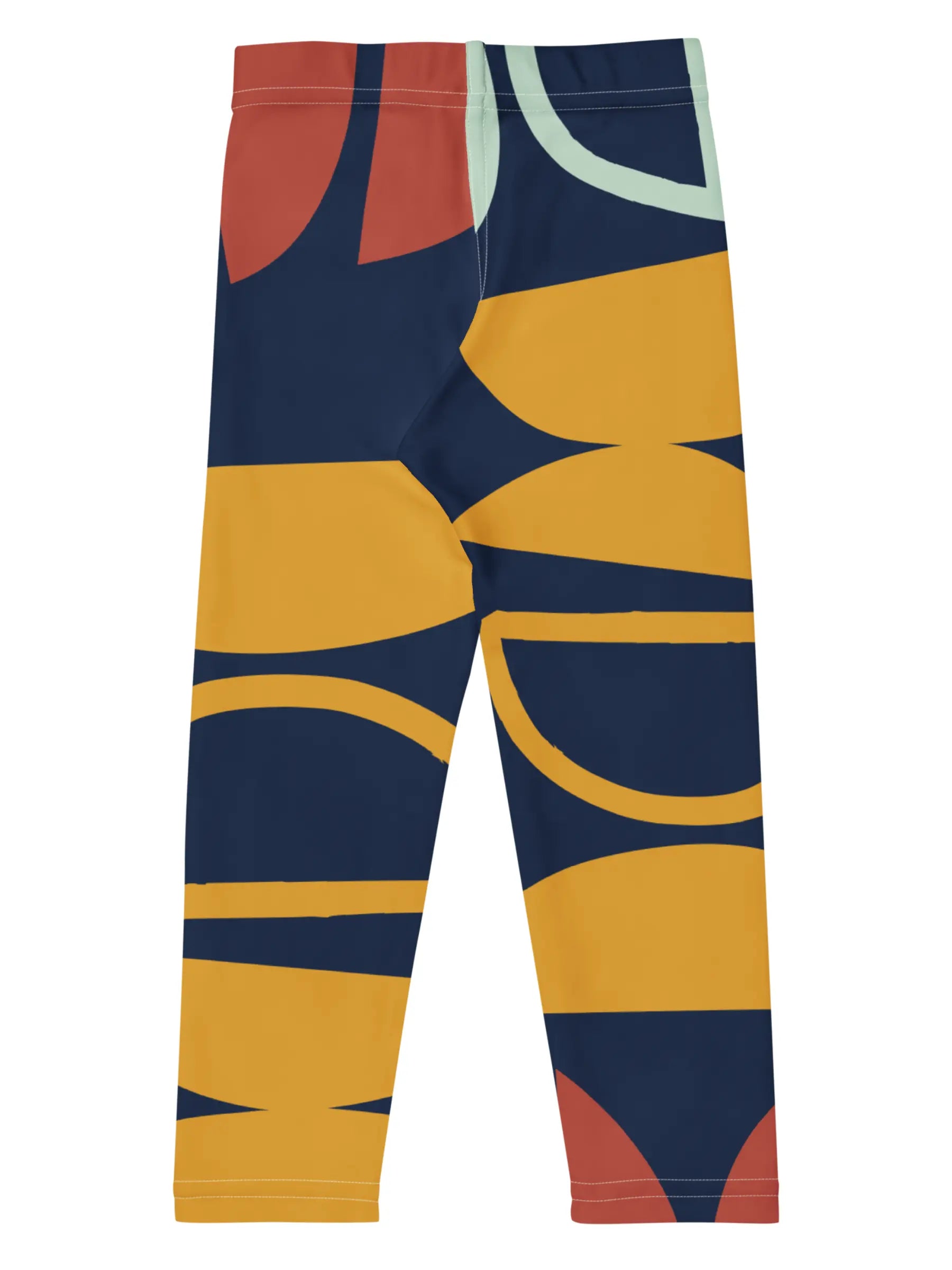 Girls Dark Blue and Yellow Multicolor Geometric Abstract Pattern Leggings - Perfect Gift for Kids