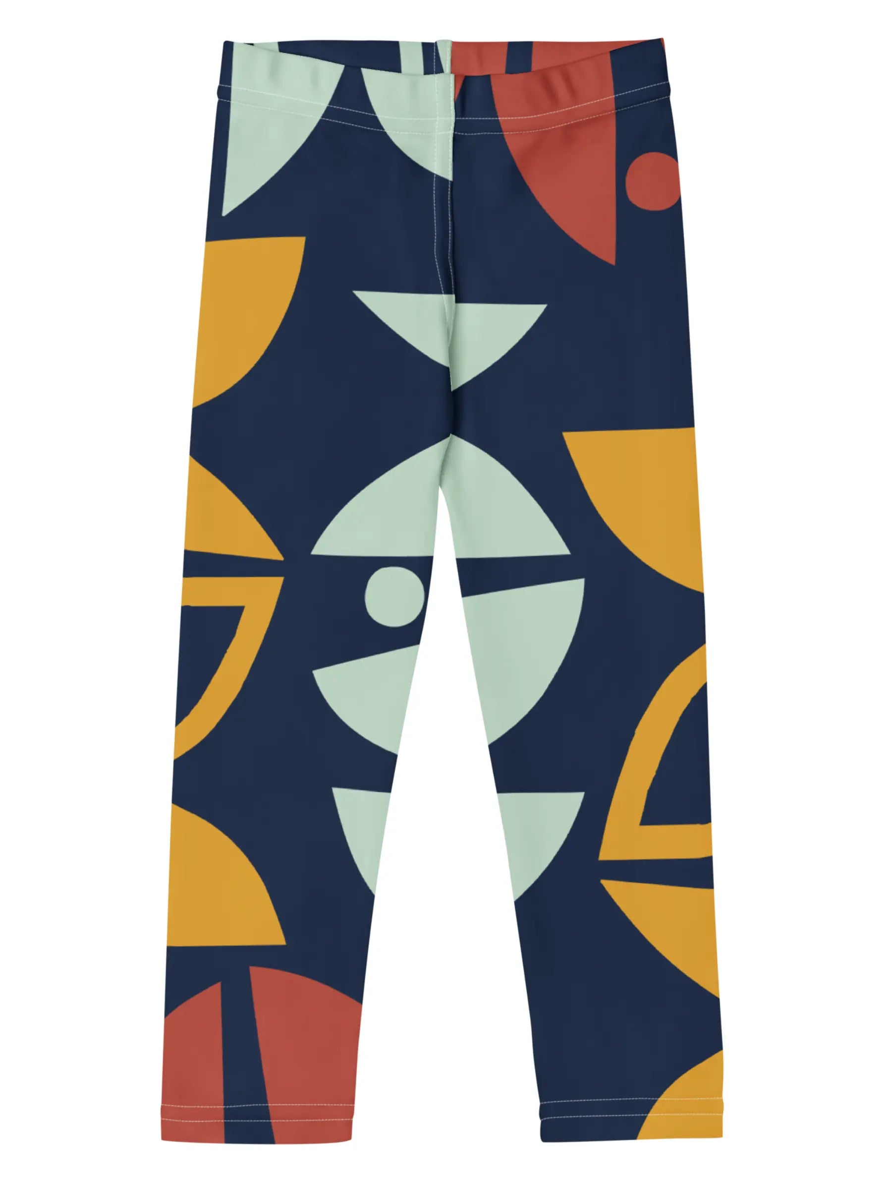 Girls Dark Blue and Yellow Multicolor Geometric Abstract Pattern Leggings - Perfect Gift for Kids