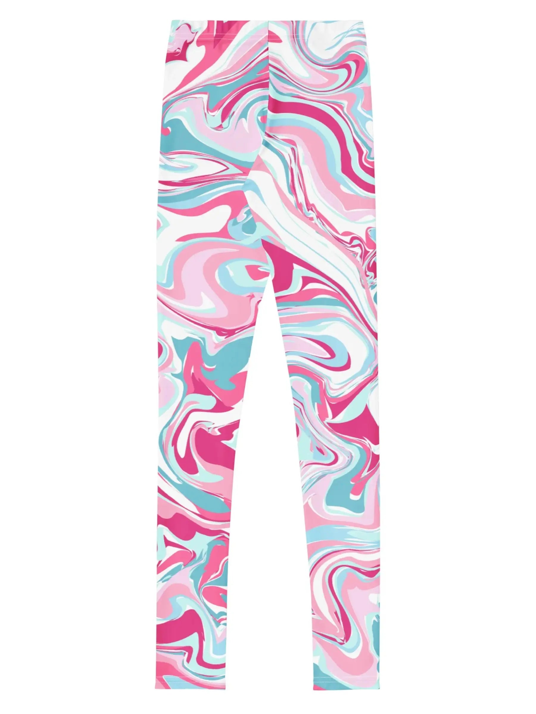 Pink & Blue Swirl Youth Girls Leggings — Soft & Comfy Fit