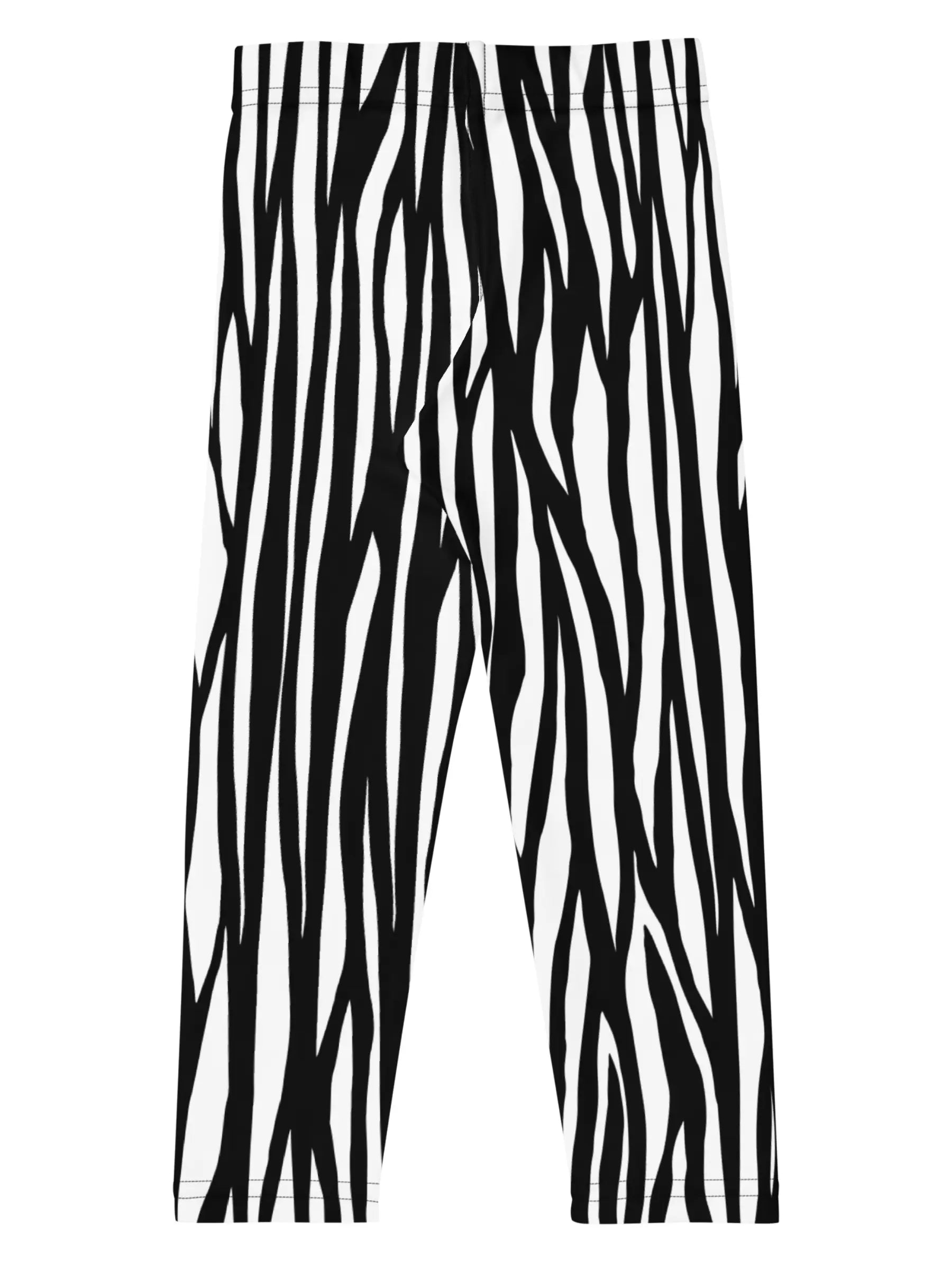 Kids Black Leggings with Zebra White Stripes - Perfect Gift for Girls