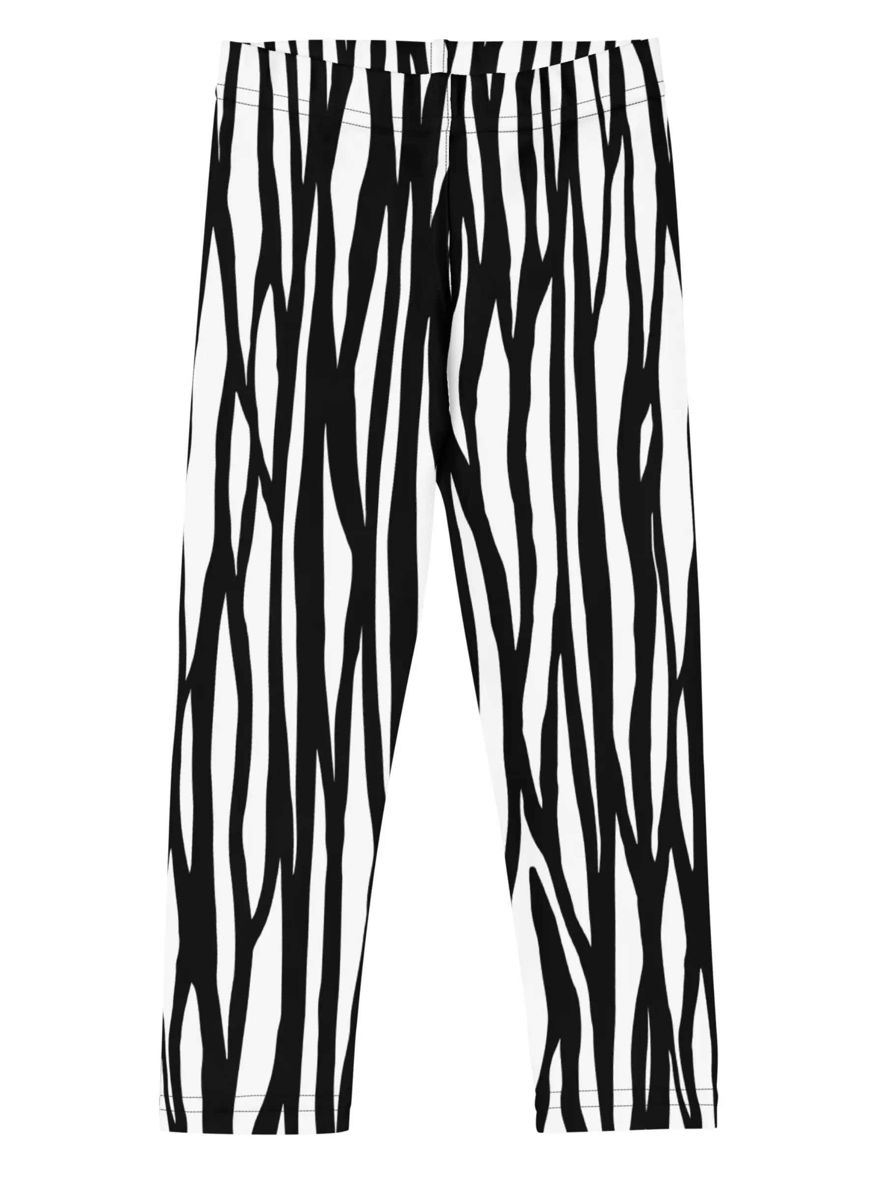 Kids Black Leggings with Zebra White Stripes - Perfect Gift for Girls